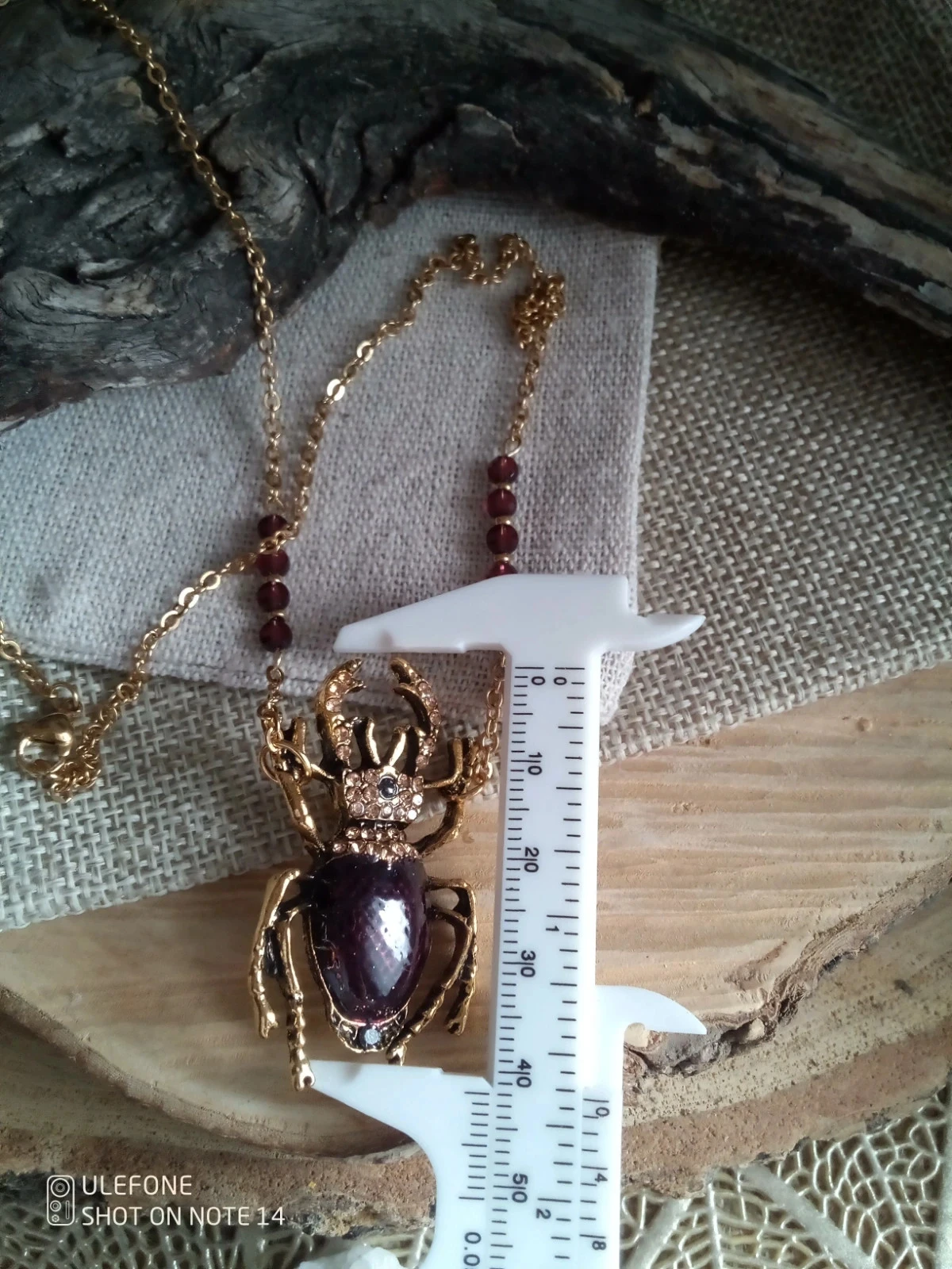 Collier met scarabee hanger en natuurlijke granaatstenen – photo 3